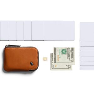 Bellroy Card Pocket (Small Leather Zipper Card Holder Wallet, Holds 4-15 Cards, Contains Internal Coin Pouch, Folded Note Storage) - Caramel