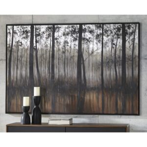 Signature Design by Ashley Philyra Dreary Forest Canvas Wall Art, 72 x 48, Black Orange Silver