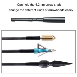 ZSHJGJR Archery Arrow Insert 4.2mm Arrow Connect Arrowhead Points Pipe for DIY Hunting Arrow Accessory 12 Pieces (Black)