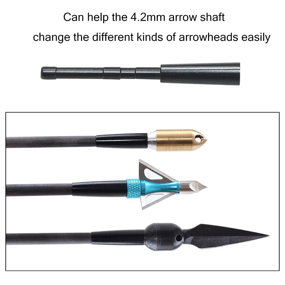 ZSHJGJR Archery Arrow Insert 4.2mm Arrow Connect Arrowhead Points Pipe for DIY Hunting Arrow Accessory 12 Pieces (Black)