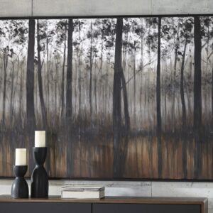 Signature Design by Ashley Philyra Dreary Forest Canvas Wall Art, 72 x 48, Black Orange Silver