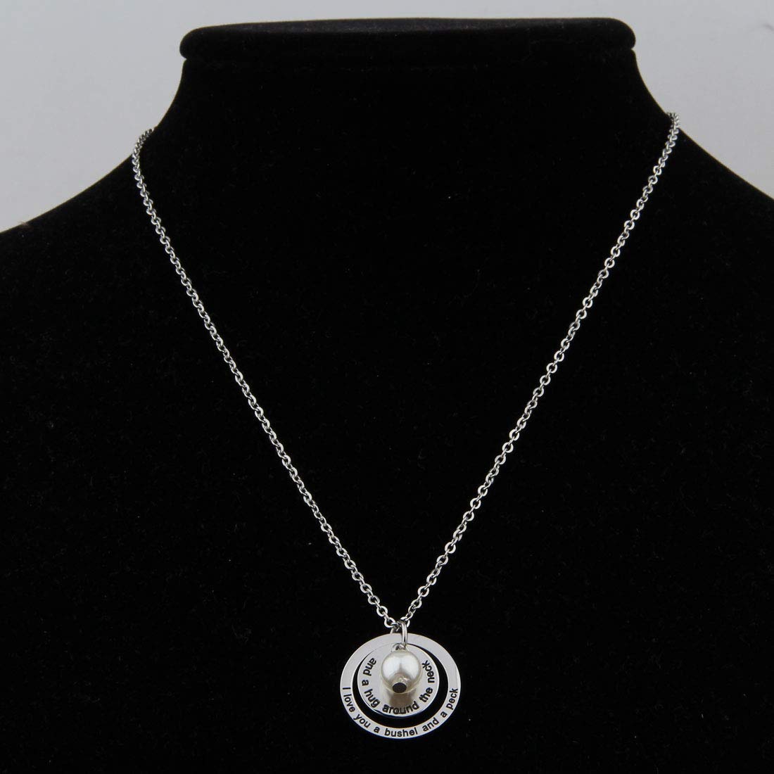 I Love You a Bushel and a Peck Necklace Gift for Mom Grandma (Silver)