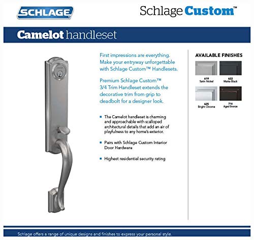 Schlage FCT58CAM716 Schlage FCT58-CAM Custom Camelot Keyed Entry Single Cylinder Half Plate Handleset - Exterior Only