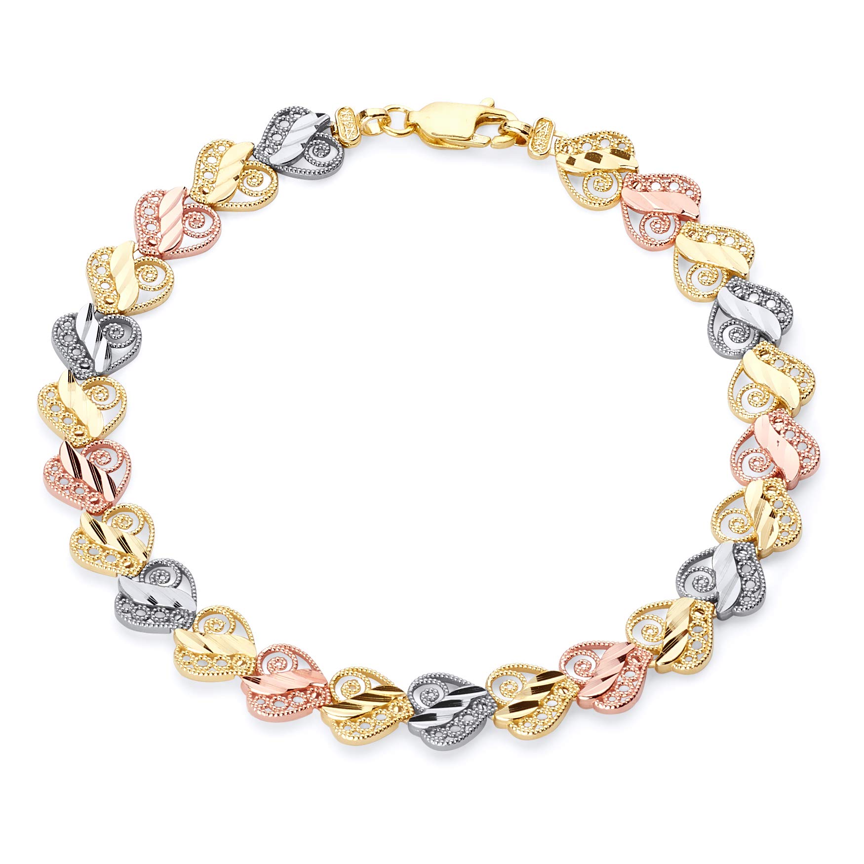 The World Jewelry Center 14k Tri Color Gold Bracelet - 7.5"