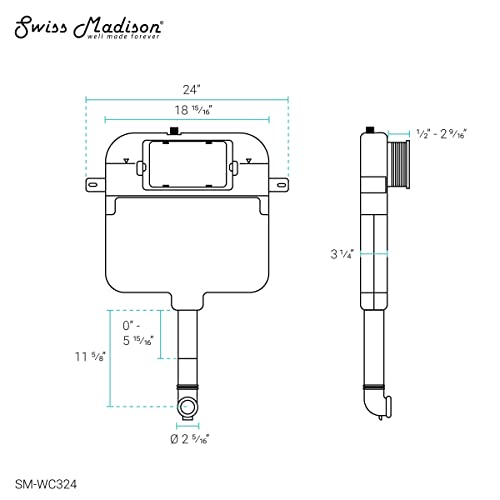 Swiss Madison Well Made Forever SM-WC324 Toilet Tank Carrier, For 2 x 4 Residential Studs, White