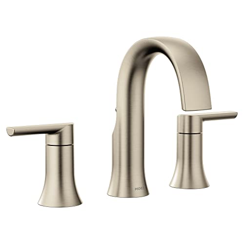 Moen Doux Brushed Nickel Two-Handle Adjustable Widespread Contemporary Bathroom Faucet Trim Kit, Valve Required, TS6925