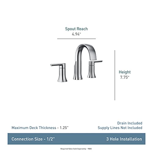 Moen Doux Brushed Nickel Two-Handle Adjustable Widespread Contemporary Bathroom Faucet Trim Kit, Valve Required, TS6925