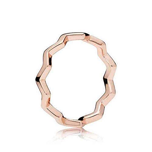 Pandora Polished Zigzag Ring - Contemporary & Classic Ring - Rose Gold Ring for Women - Layering or Stackable Ring - Gift for Her - 14k Rose Gold-Plated Rose - Size 5