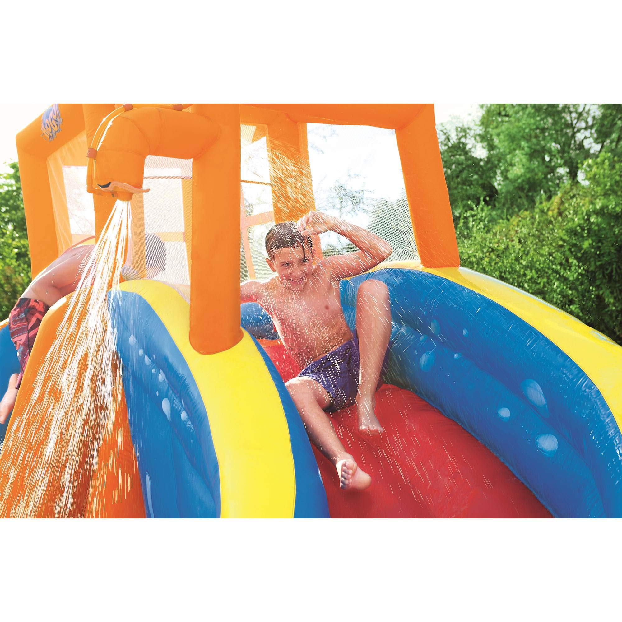 Bestway Hurricane Tunnel Blast Inflatable Water Park Play Center | Includes Big Water Slide, Water Blob, Climbing Wall, and Pool Area | Outdoor Summer Fun for Kids & Families