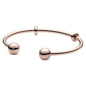 pandora rose open bangle, logo caps