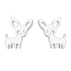 Tiny Chihuahua Pet Post Earrings for Women Cute Dog Puppy Stud Earrings Love My Pet Jewelry Animal Earring (Silver)