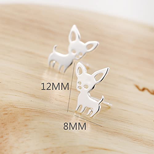 Tiny Chihuahua Pet Post Earrings for Women Cute Dog Puppy Stud Earrings Love My Pet Jewelry Animal Earring (Silver)