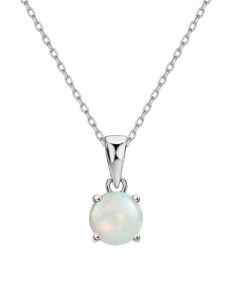 michooyel opal pendant necklace sterling silver 4 prongs setting solitaire fine jewelry for women