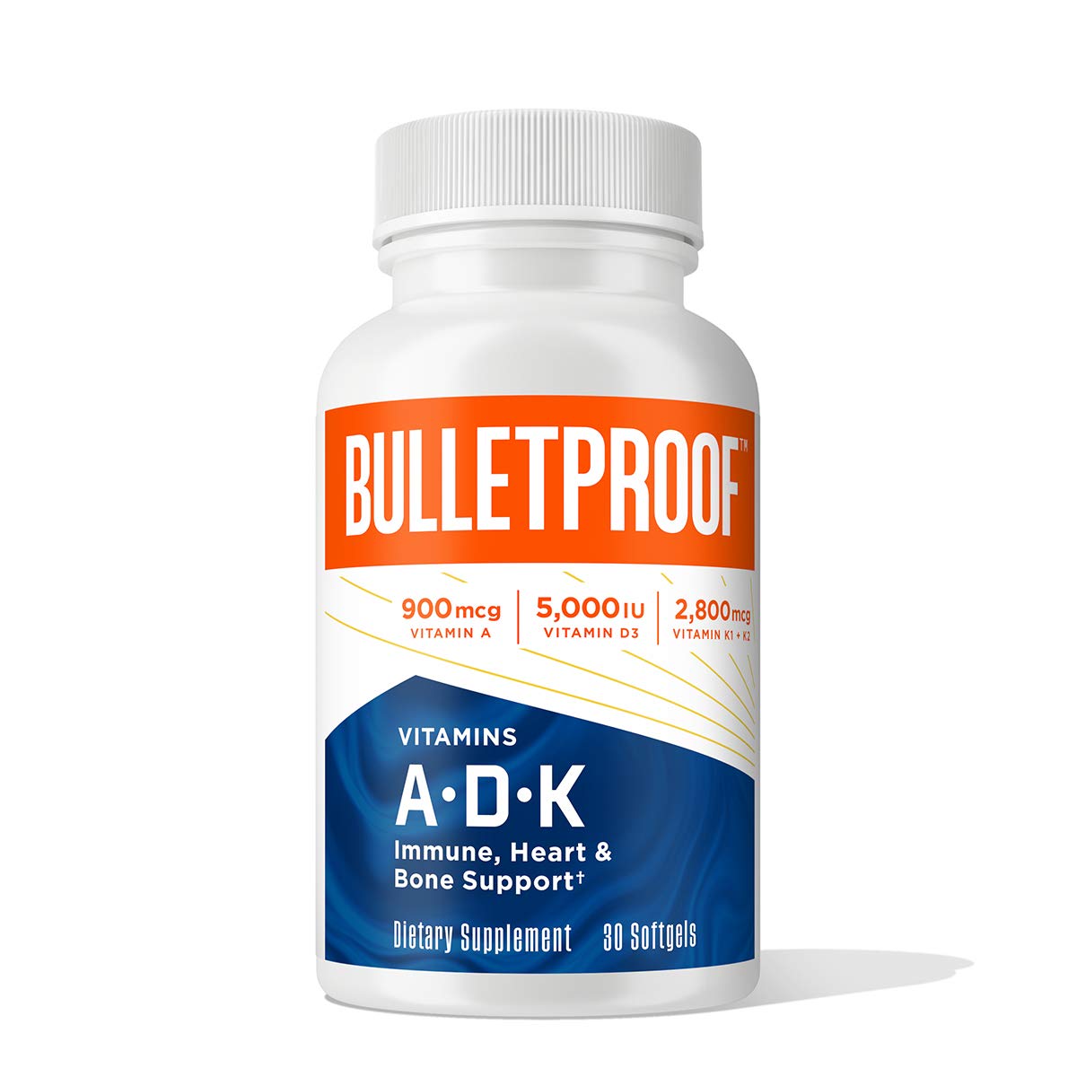 Bulletproof Vitamins A-D-K Softgels, 30 Count, Supplement for Heart, Bone Health and Immune Support