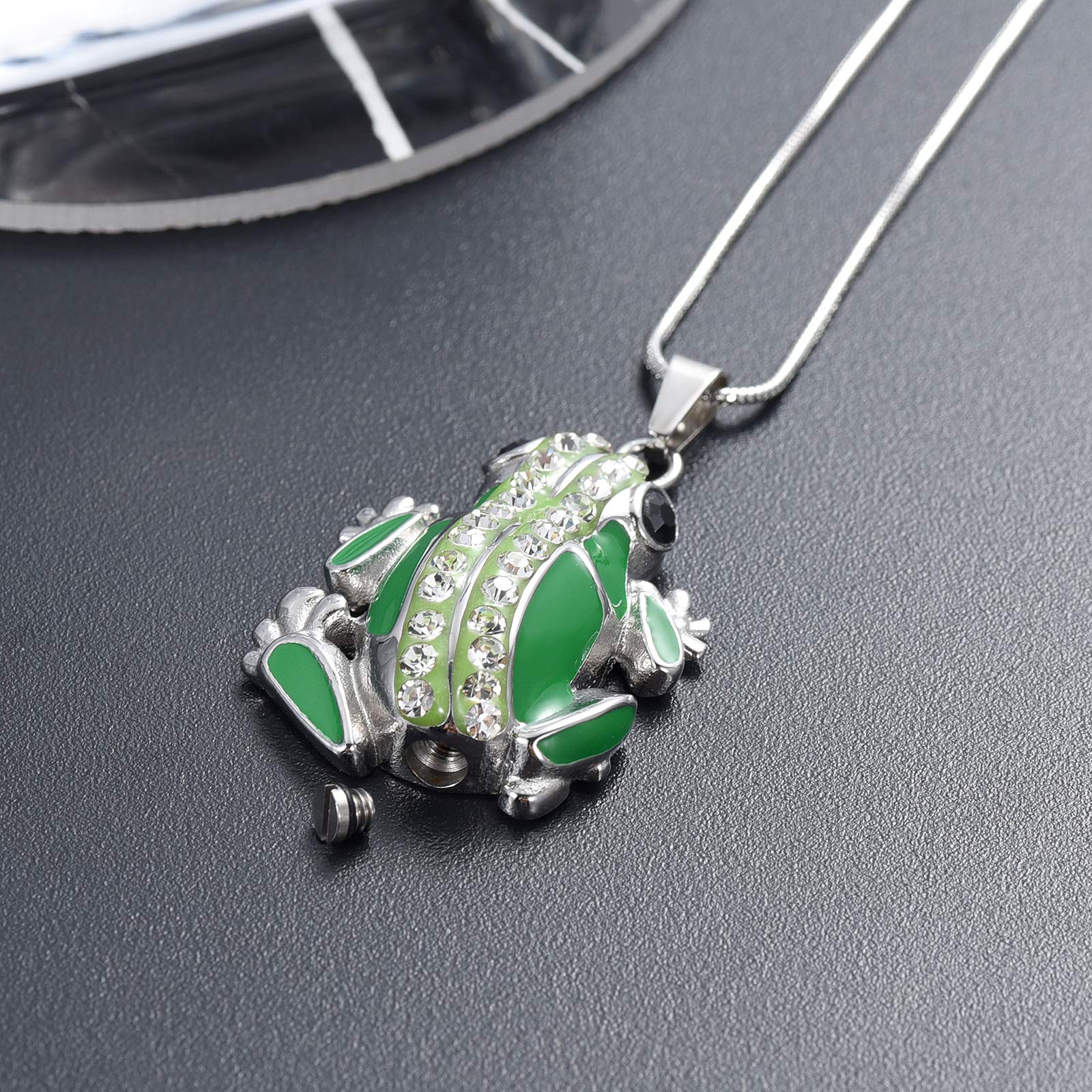 Cremation Jewelry Frog Shape Urn Necklace Ashes Keepsake Holder Memorial Urn Necklace Sweater Necklace