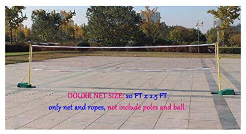 DOURR Badminton Tournament Net with Rope Cable (20 FT x 2.5 FT) (with Nylon Rope Cable)