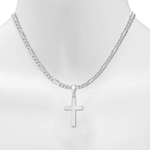 Inspired By My Girls Womens Sterling Silver Cross Pendant with Figaro Chain Necklace Faith Keepsake Card Gift - 060-18