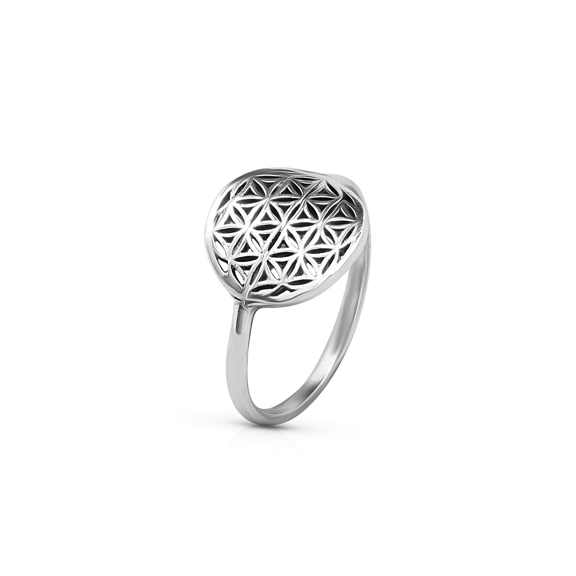 Flower of Life Ring Sterling Silver 925 Sacred Geometry Flower of Life Yoga jewelry Sizes Us 6 7 8 9 (7)