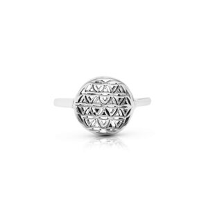 Flower of Life Ring Sterling Silver 925 Sacred Geometry Flower of Life Yoga jewelry Sizes Us 6 7 8 9 (7)