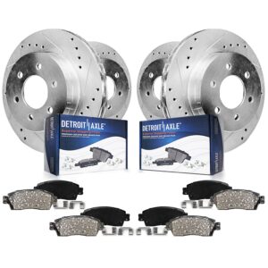 detroit axle - brake kit for 4wd 2004-2008 ford f-150 lincoln mark lt drilled and slotted brake rotors ceramic brakes pads front and rear replacement : 12.99" inch front and 13.70" inch rear rotors