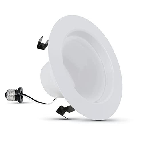 Feit Electric 4 inch LED Recessed Lighting Retrofit Downlight - Pre-Mounted Trim - Standard Base Adapter - 3000K Bright White - Dimmable- 75W Equivalent - High Output - 1 Pack - LEDR4HO/930CA