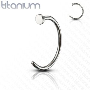 FIFTH CUE Solid Grade 23 Titanium Flat Disc Nose Hoop Ring (18G | 5/16" (8mm))