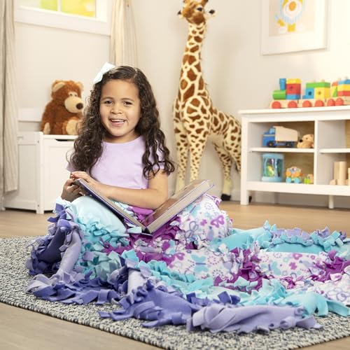 Melissa & Doug Created by Me! Butterfly Fleece Quilt No-Sew Craft Kit (48 Squares, 4 feet x 5 feet)