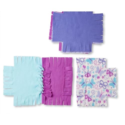 Melissa & Doug Created by Me! Butterfly Fleece Quilt No-Sew Craft Kit (48 Squares, 4 feet x 5 feet)