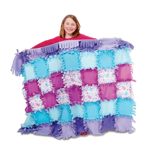 Melissa & Doug Created by Me! Butterfly Fleece Quilt No-Sew Craft Kit (48 Squares, 4 feet x 5 feet)