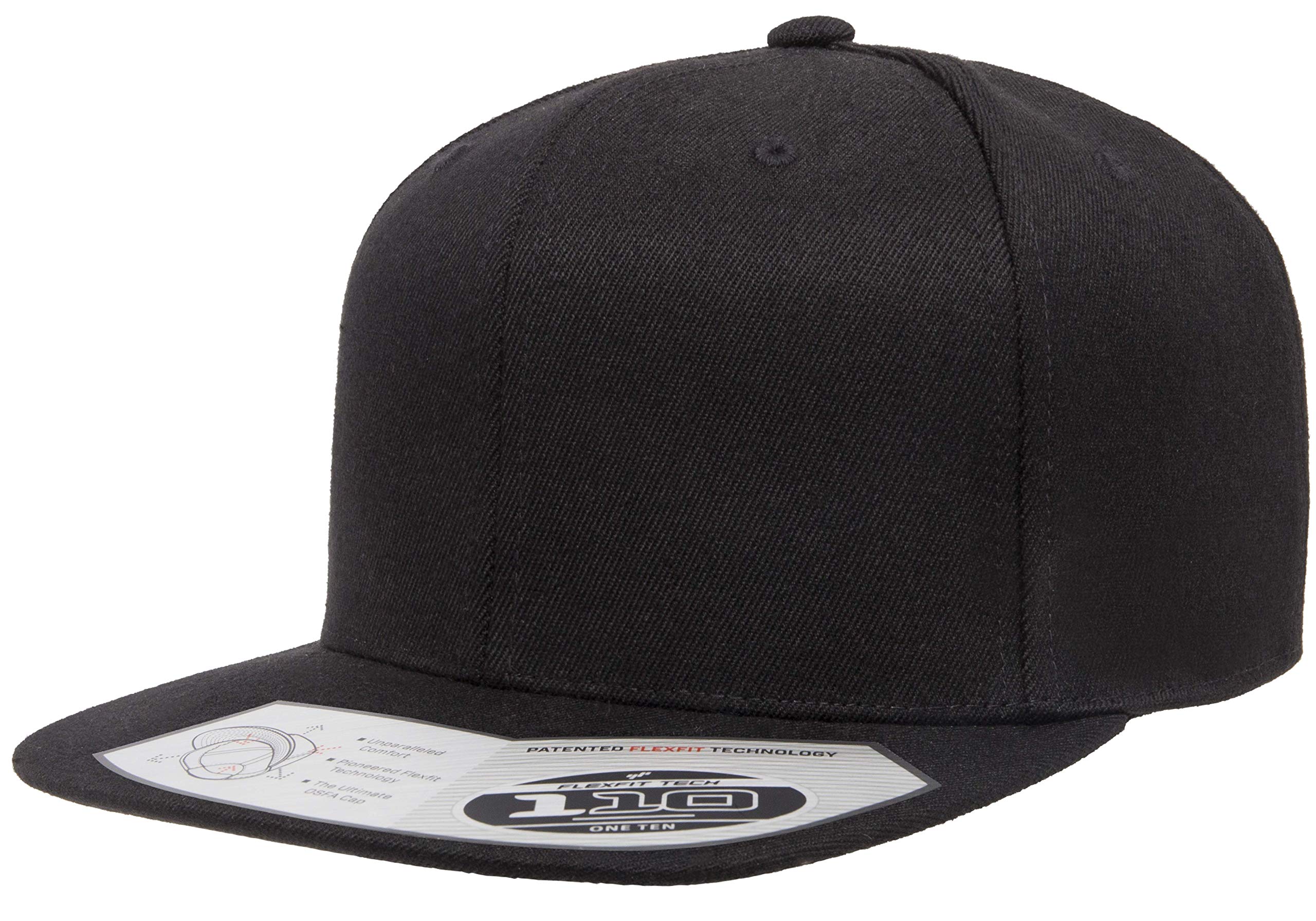 Flexfit Mens 110 Classic Snapback Baseball Cap, Black