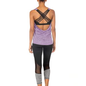 icyzone Yoga Tops Workouts Clothes Activewear Built in Bra Tank Tops for Women (S, Lavender)