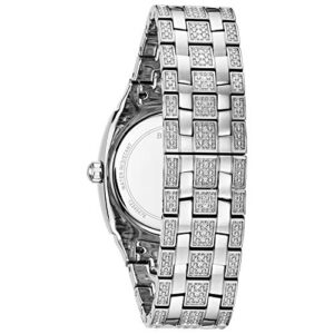 Bulova Men's Crystals Phantom Stainless Steel 3-Hand Quartz Watch, Cushion Shape Dial and Curved Mineral Crystal Style: 96B296