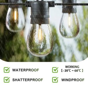 Jslinter 24-Pack LED 1W String Light Bulbs, S14 Plastic Shatterproof Edison Vintage Style Replacement 1 Watt Outdoor 2200K, Waterproof, Warm White Equivalent to 11w, e26 Base