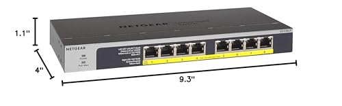 NETGEAR 8-Port Gigabit Ethernet Unmanaged PoE Switch (GS108LP) - with 8 x PoE+ @ 60W Upgradeable, Desktop, Wall Mount or Rackmount, and Limited Lifetime Protection