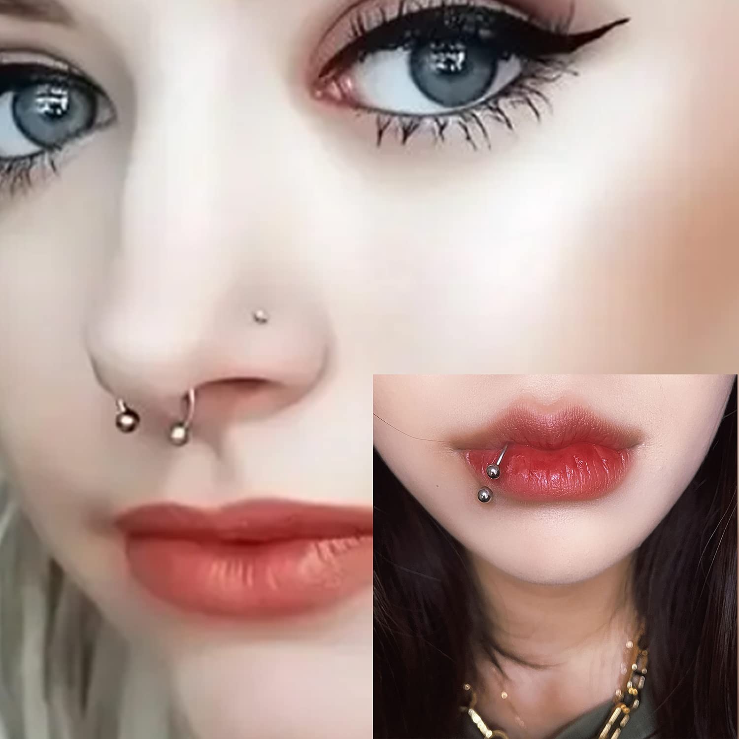 Yaalozei 20G Lip Ring Hoop Piercing Jewelry 20 Gauge Surgical Stainless Steel Septum Nose Hoop Eyebrow Lip Smiley Ring Cartilage Helix Tragus Daith Rook Earring Hoop Piercing Jewelry Men Women Silver