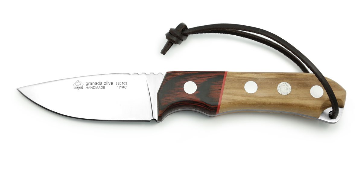 Puma IP Granada Olive Wood Hunting Knife with Leather Sheath