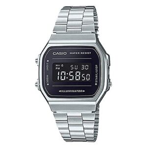 casio a168wem-1 men's youth collection mirror dial alarm chronograph illuminator digital watch