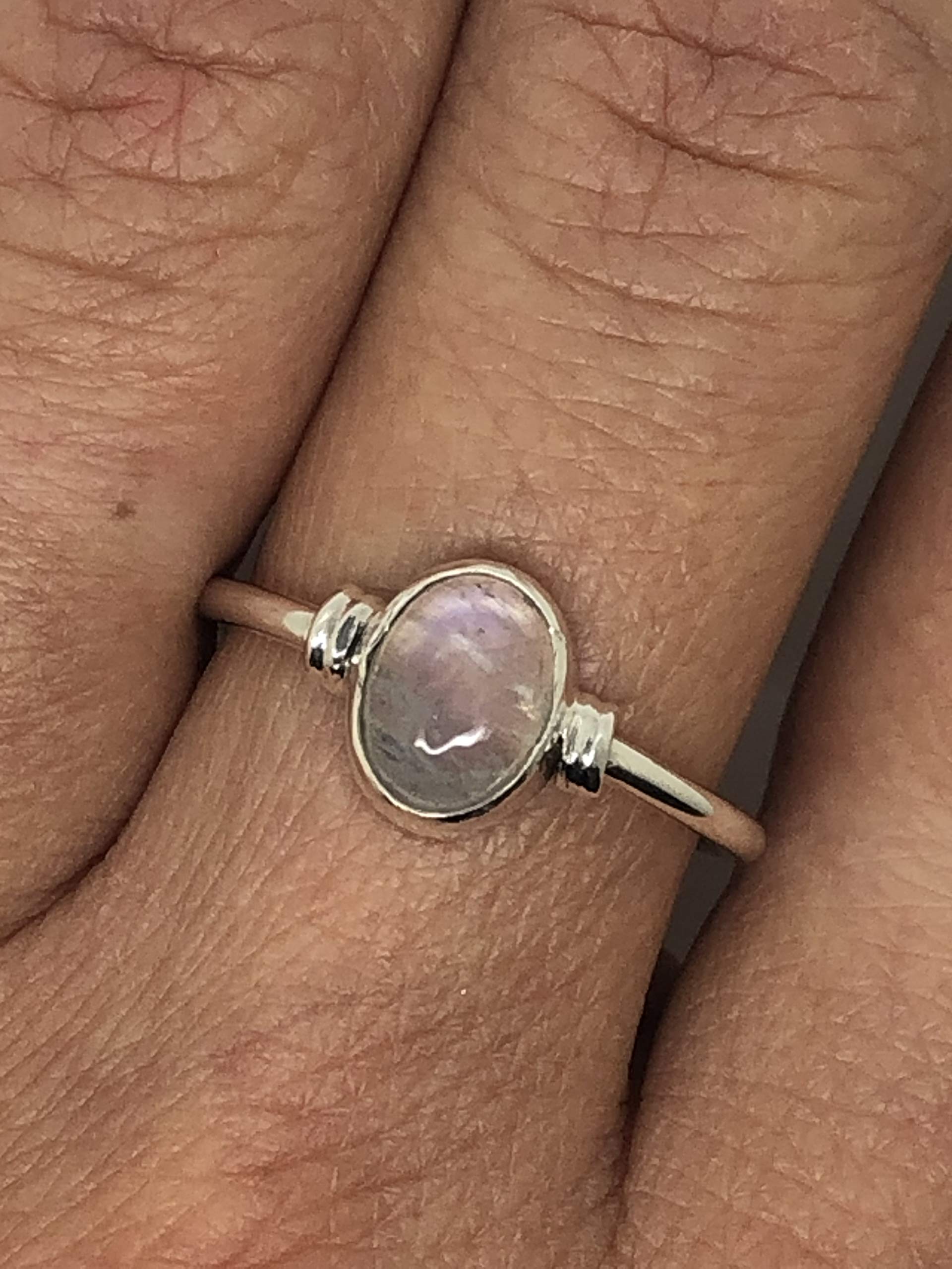 Koral Jewelry Oval Moonstone Delicate Ring 925 Sterling Silver Vintage Boho Chic (5)