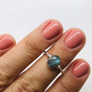 Koral Jewelry Oval Labradorite Delicate Ring 925 Sterling Silver Vintage Boho Chic (7)