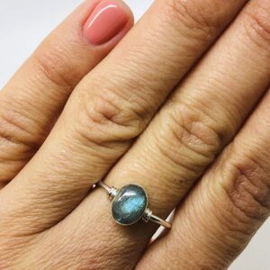 Koral Jewelry Oval Labradorite Delicate Ring 925 Sterling Silver Vintage Boho Chic (7)