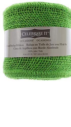 Celebrate IT- Cyan Green 4" Burlap Wired Ribbon x 21 ft