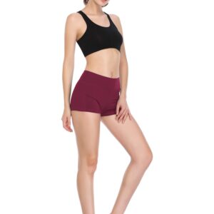 CADMUS Women's Workout Yoga Running Compression Exercise Booty Shorts with One Side Pockets,3 Pack,09,Black,Grey,Wine Red,Small