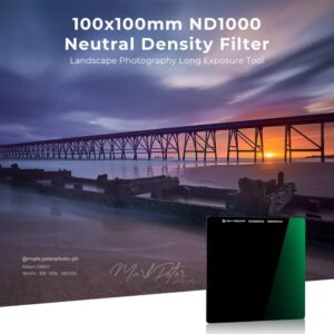 K&F Concept 100 x 100mm ND1000 (10 Stop) Square Filter Ultra Slim HD 28 Multi-Layer Coatings Neutral Density Import AGC Optical Glass with Filter Bag