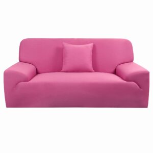 uxcell stretch sofa cover couch covers solid classic for sofas loveseat armchair universal elastic polyester furniture with one pillowcase x-large fuchsia