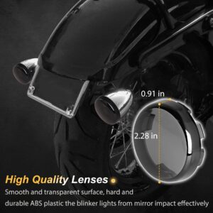 NTHREEAUTO Smoke Bullet Turn Signal Light Lens Cover Compatible with Harley Sportster Street Glide Road King Softail, Qty 4