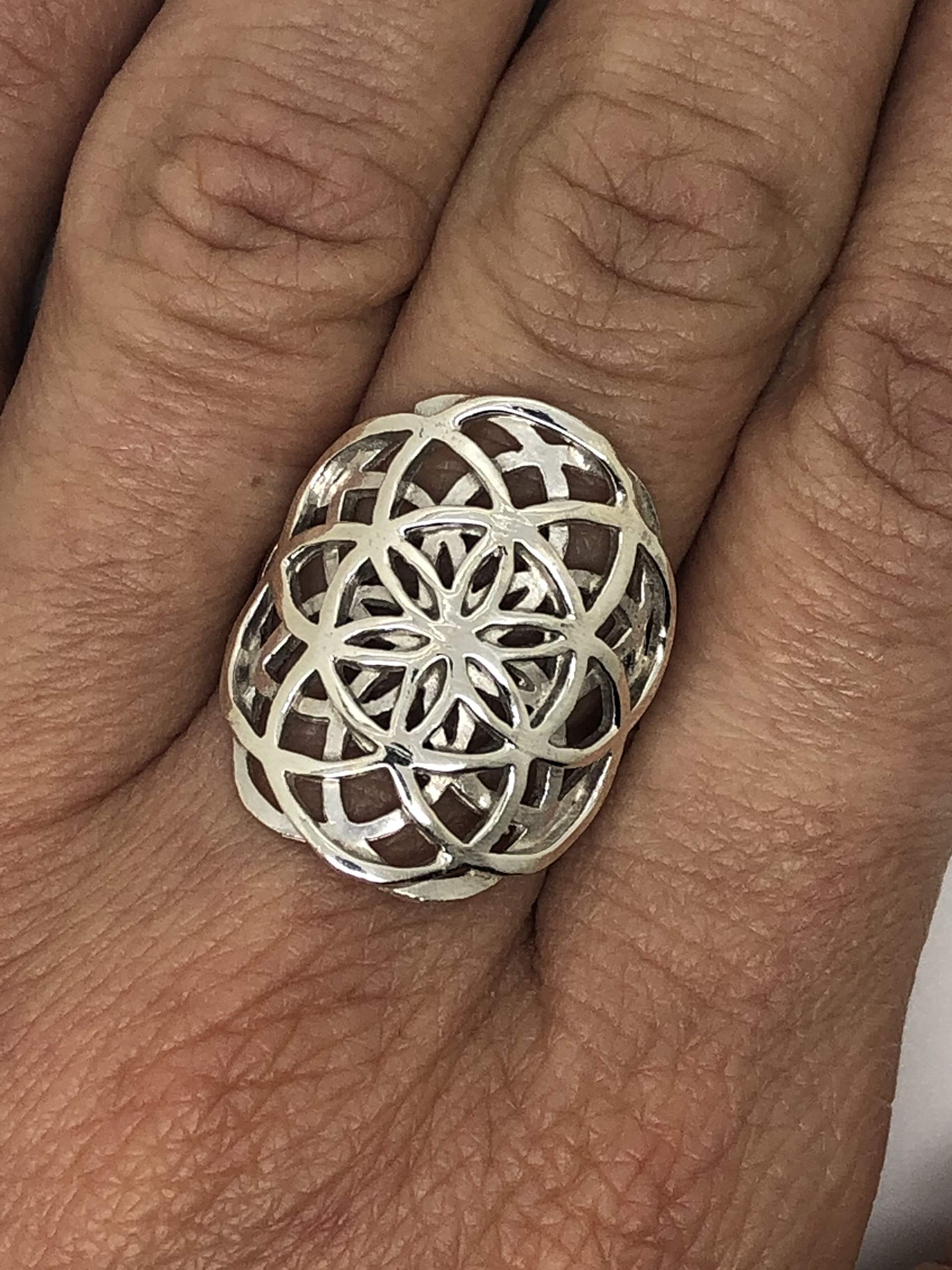 Dabble Seed of Life Ring Sterling Silver 925 Sacred Geometry Flower of Life Yoga Jewelry (6)