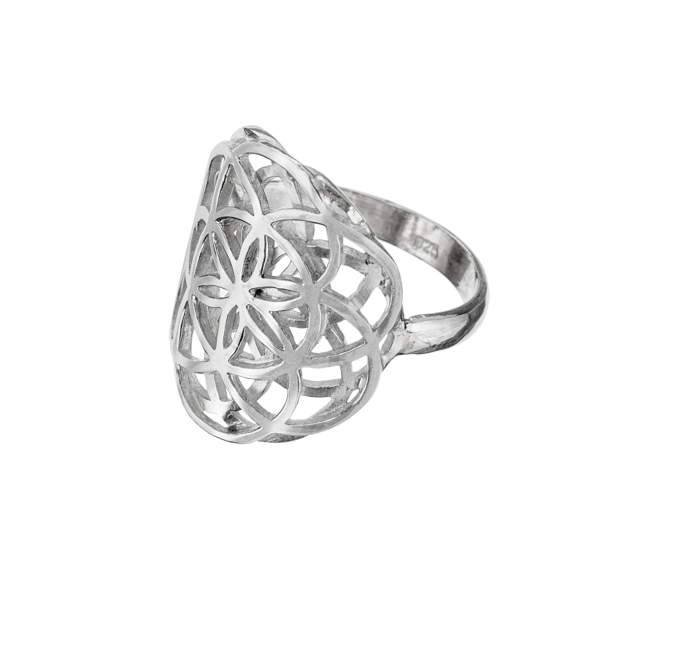 Dabble Seed of Life Ring Sterling Silver 925 Sacred Geometry Flower of Life Yoga Jewelry (6)