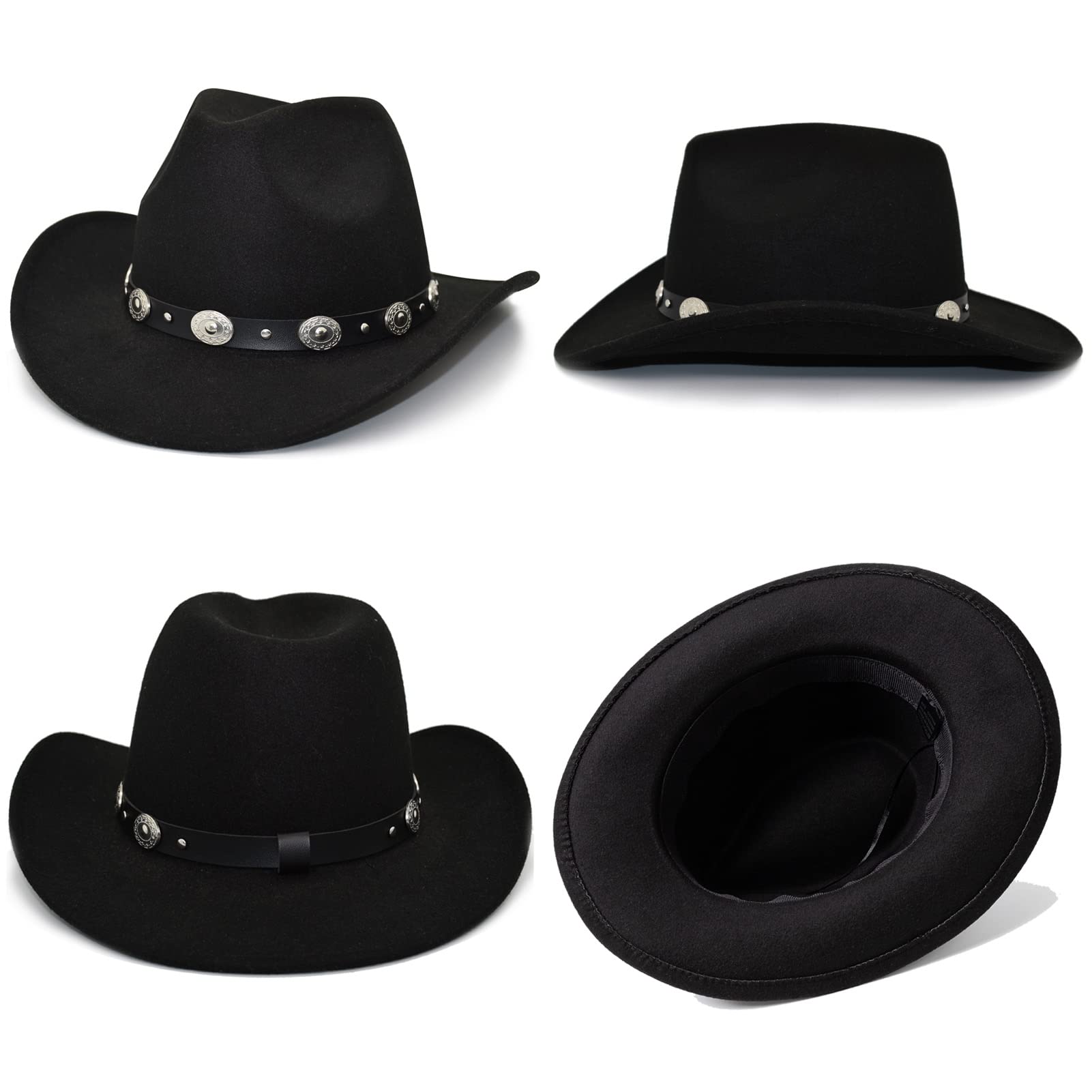 Lisianthus Men & Women's Felt Wide Brim Western Cowboy Hat Black