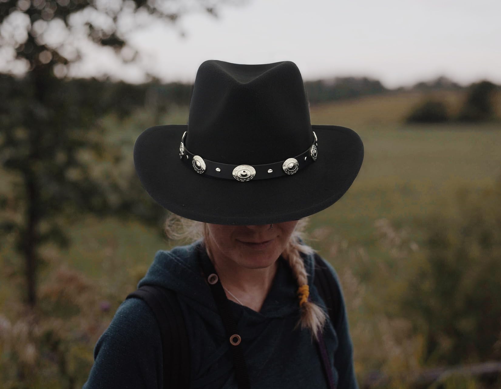 Lisianthus Men & Women's Felt Wide Brim Western Cowboy Hat Black