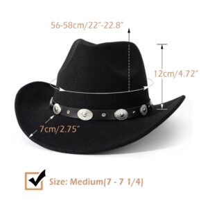 Lisianthus Men & Women's Felt Wide Brim Western Cowboy Hat Black